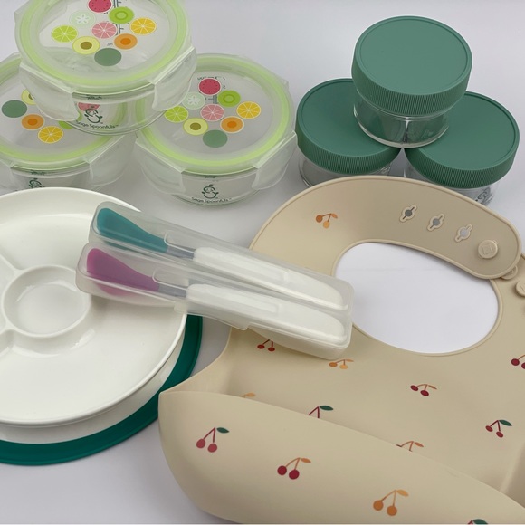 Baby Food Feeding Set, Baby Food Jar, Baby Bib, Baby Food Divided Plate - Picture 3 of 3